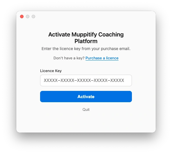 coaching platform desktop activation page