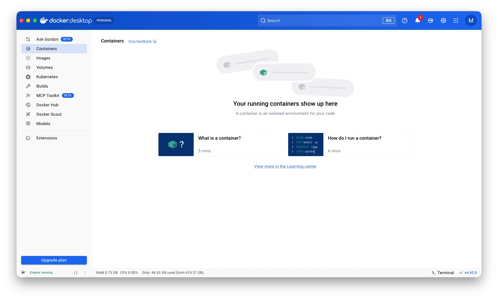 Docker no containers